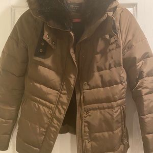 Zara puffer coat with fur hood
